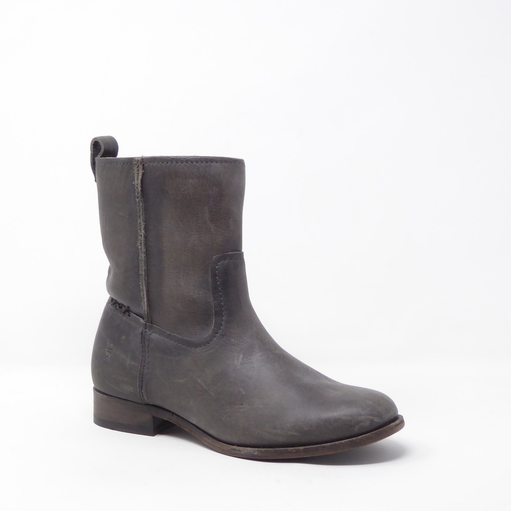 Frye Women Cara Short Boots Taupe Gray Leather Pull On Western Size 7B